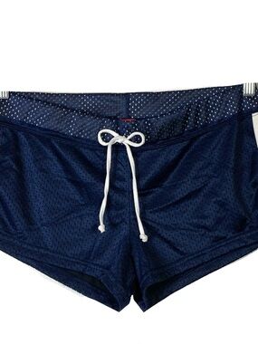 LIFEGUARD Shorts Women L Navy-Blue Mesh Ocean-City Graphic Logo Drawstring